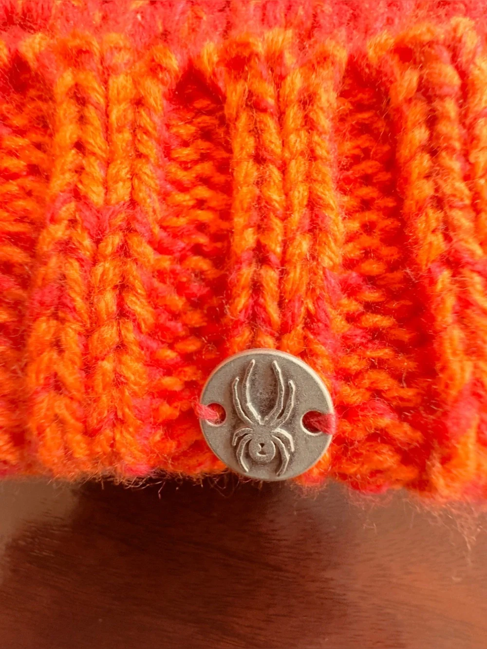Spyder Girls Prism Beanie Hat Coral Orange White Chevron Pom NWT